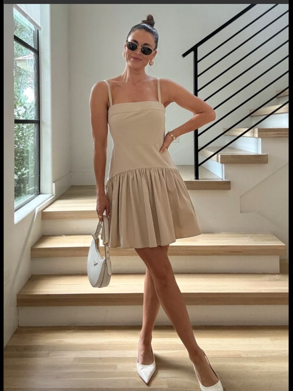NWT Abercrombie and Fitch Sleek Tan Spaghetti-Strap Mini Dress